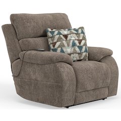 Gravity Power Recliner w Power Adjustable Headrest & Lumbar in Mushroom color
