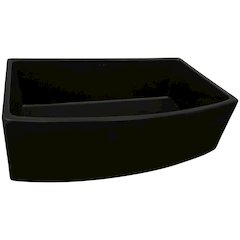 Ruvati 33 inch Fireclay Black Farmhouse Kitchen Sink Curved Apron-Front Single Bowl - RVL2398BK