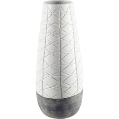 Harrier II Large Gray Ceramic Dark Base White Vase
