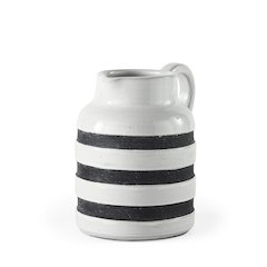 Harmon I Small White w/ Charcoal Stripes Ceramic Jug