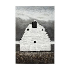 Farmhouse White Barn Original Hand Painted on Wood Oil Painting
