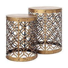 Rudebekia (Set of 2) 16L x 16W Gold Round Metal Accent Tables