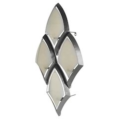 Collection of 4 Silver Metal Frame w/Frosted Glass Shade Wall Candle Holder