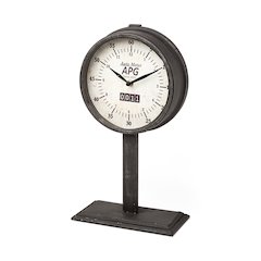 Attalack II Black Metal Round Face Table Clock