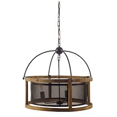 Penhill (25"x24") Black and Wooden Three Bulb Chandelier