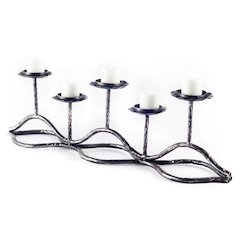 Orville Black Metal Pipe Five Tealight Table Candle Holder
