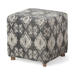Pallu 18.75"H Dhurrie Cotton Cover w/Four Wooden Legs Ottoman