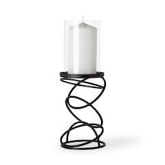 Omega I Small Black Metal Stacked Ring Table Candle Holder