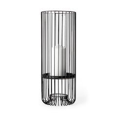 Velo II Large Black Metal Cylindrical Table Candle Holder