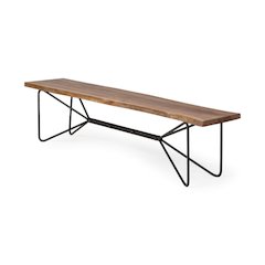 Papillion III 66x18 Natural Solid Wood and Iron Dining Bench