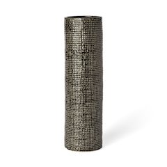Kona III Large Black/Gold Cylindrical Ceramic Vase