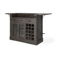 Cheers Dark Brown Solid Wood  Wine Bottle Storage Kitchen Island