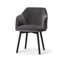 Ronald II Grey Velvet Wrap Black Wooden Base Dining Chair