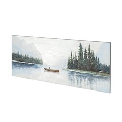 Solitude 72x30 Canoe on the Lake Original Hand Painted on Wood Oil Painting