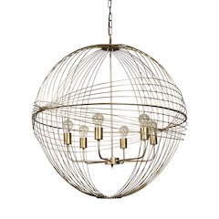 Chiron II 36L x 36W x 38H Gold Metal Globe Six Bulb Chandelier