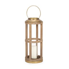 Andy II Small Natural Wood Cylindrical Lantern