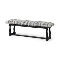 Denison II 56L x 15W Black Wood Base Woven-Leather Cushion Top Accent Bench