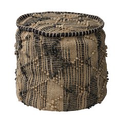 Riley Tan Jute Popcorn Stich Cylindrical Pouf