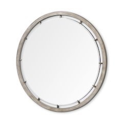 Sonance 54" Round Brown Wood Frame Mirror