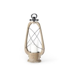 Zain I Small Brown Wooden Vintage Inspired Candle Holder Lantern