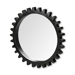 Alloy Cog 37" Round Black Metal Frame Mirror