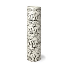 Uhura II Large Cream Black Patterned Cylindrical Ceramic Vase