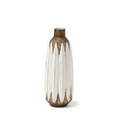 Sisko I Short Rustic Brown White Ceramic Vase