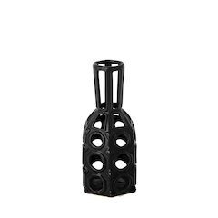Brunel Small Black Drum-Shaped Ceramic Vase