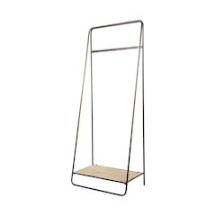 Carell 31L x 18W Black Metal And Wood Shelf Hall Tree