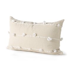 Erica 13 x 21 Cream With White Detail Decorative Pillow Cover