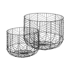 Idris Set of 2 Black Metal Geometric Mesh Bowls