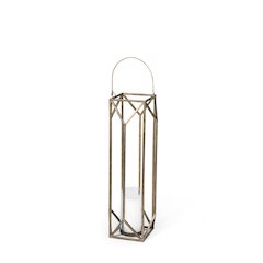 Ivy Small Gold Metal Geometric Cage Candle Holder Lantern