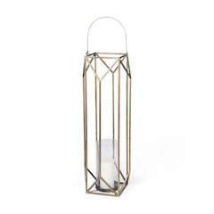 Ivy Large Gold Metal Geometric Cage Candle Holder Lantern