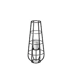Bella Small Black Metal Cylindrical Cage Candle Holder Lantern