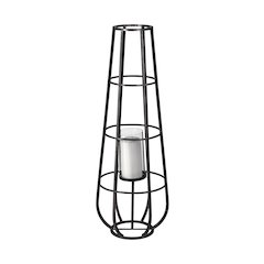 Bella Large Black Metal Cylindrical Cage Candle Holder Lantern