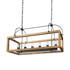 Josie (42"x14.5"x20") Natural Wood Chassis Six Light Chandelier