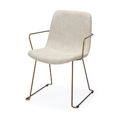 Sawyer II Beige Fabric Wrap Gold Metal Frame Dining Chair