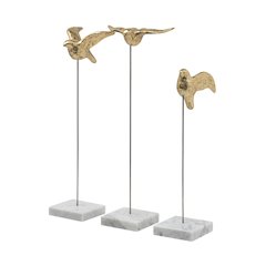 Aya Set of 3 11L x 4W Gold Metal Decorative Birds