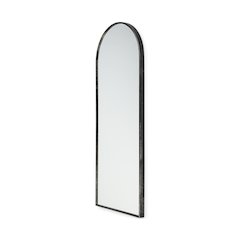 Agatha 28.0L x 2.0W x 70.0H Rounded Arch Black Metal Frame Full Length Mirror