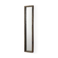 Gervaise 12L x 2W x 59H Brown Wood Frame Rectangular Wall Mirror