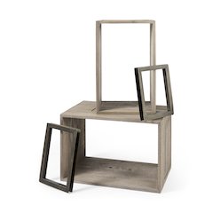 Simul (Set of 2) Light Brown Wood Modular Shelving Unit