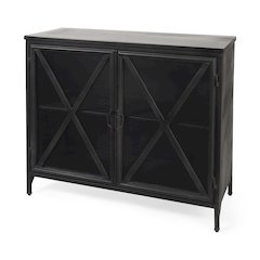 Poppy III 40L x 16W Black Metal With Glass Door Accent Cabinet