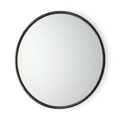 Piper 35.8L x 1.0W x 35.8H Small Black Metal Round Wall Mirror
