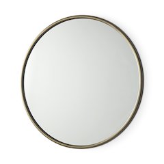 Piper 35.8L x 1.0W x 35.8H Small Gold Metal Round Wall Mirror