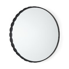 Adelaide 29.7"Black Metal Scallop Edge Round Mirror