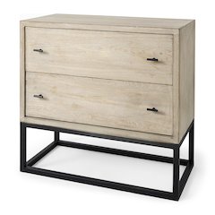 Ciara 32L x 16W Beige Fir Veneer 2 Drawer Accent Cabinet