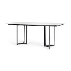 Tanner 71L x 35W Rectangular White Marble Metal Base Dining Table