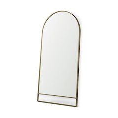 Sadie 36.0L x 2.0W x 76.0H Antique Gold Metal Rounded Arch Floor Mirror