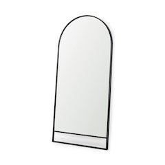 Sadie 36.0L x 2.0W x 76.0H Black Metal Rounded Arch Floor Mirror