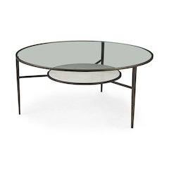 Felicity 36.0L x 36.0W x 16.0H Marble Top W/Iron Frame Coffee Table